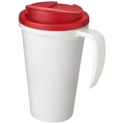 Picture of AMERICANO® GRANDE 350 ML MUG with Spill-Proof Lid in White & Red.