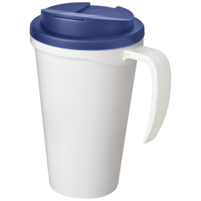 Picture of AMERICANO® GRANDE 350 ML MUG with Spill-Proof Lid in White & Blue.