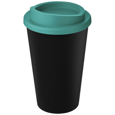 Picture of AMERICANO® ECO 350 ML RECYCLED TUMBLER in Solid Black & Aqua Blue.