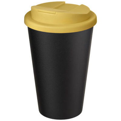 Picture of AMERICANO® ECO 350 ML RECYCLED TUMBLER with Spill-Proof Lid in Yellow & Solid Black.