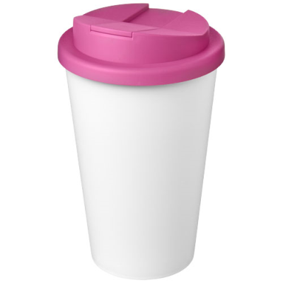 Picture of AMERICANO® ECO 350 ML RECYCLED TUMBLER with Spill-Proof Lid in Pink & White.