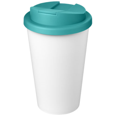 Picture of AMERICANO® ECO 350 ML RECYCLED TUMBLER with Spill-Proof Lid in Aqua Blue & White.