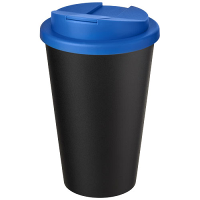 Picture of AMERICANO® ECO 350 ML RECYCLED TUMBLER with Spill-Proof Lid in Mid Blue & Solid Black.