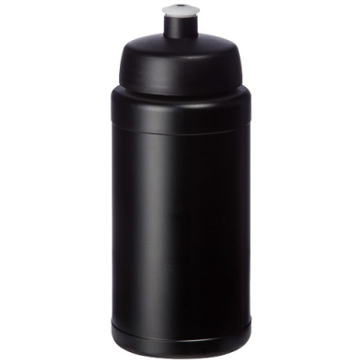 Picture of BASELINE 500 ML RECYCLED SPORTS BOTTLE in Solid Black & Solid Black.