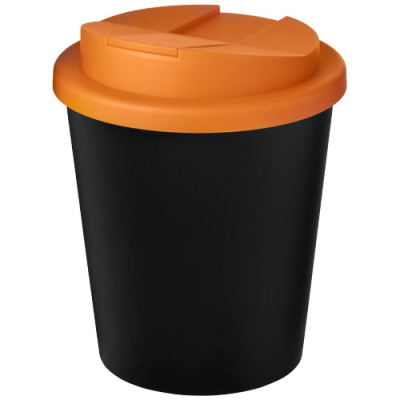 Picture of AMERICANO® ESPRESSO ECO 250 ML RECYCLED TUMBLER with Spill-Proof Lid in Solid Black & Orange.