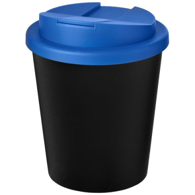 Picture of AMERICANO® ESPRESSO ECO 250 ML RECYCLED TUMBLER with Spill-Proof Lid in Solid Black & Mid Blue.