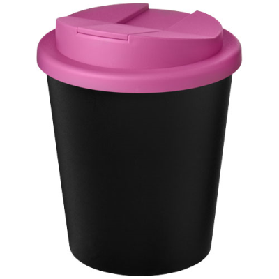 Picture of AMERICANO® ESPRESSO ECO 250 ML RECYCLED TUMBLER with Spill-Proof Lid in Solid Black & Magenta.