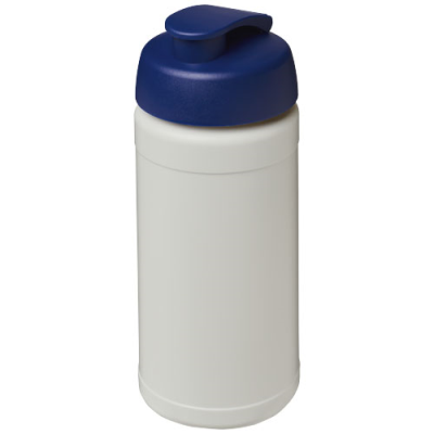Picture of BASELINE 500 ML RECYCLED SPORTS BOTTLE with Flip Lid in Natural & Blue.