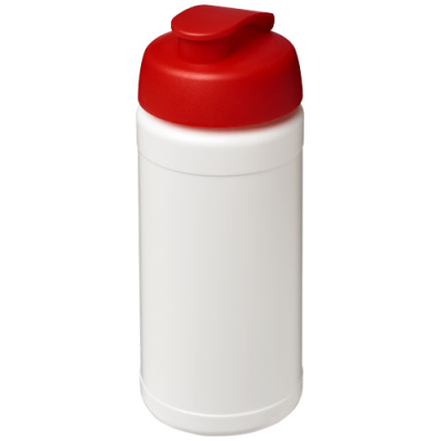 Picture of BASELINE 500 ML RECYCLED SPORTS BOTTLE with Flip Lid in White & Red.