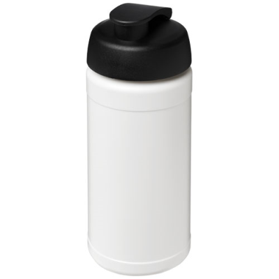 Picture of BASELINE 500 ML RECYCLED SPORTS BOTTLE with Flip Lid in White & Solid Black.