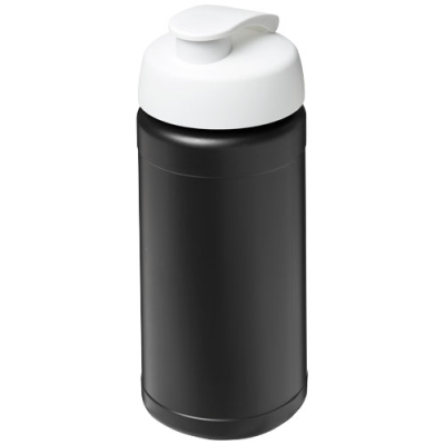 Picture of BASELINE 500 ML RECYCLED SPORTS BOTTLE with Flip Lid in Solid Black & White.