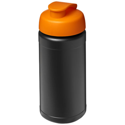 Picture of BASELINE 500 ML RECYCLED SPORTS BOTTLE with Flip Lid in Solid Black & Orange