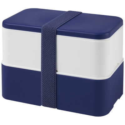 Picture of MIYO DOUBLE LAYER LUNCH BOX in Blue & White & Blue.