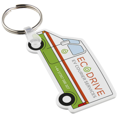 Picture of TAIT VAN-SHAPED RECYCLED KEYRING CHAIN in White.