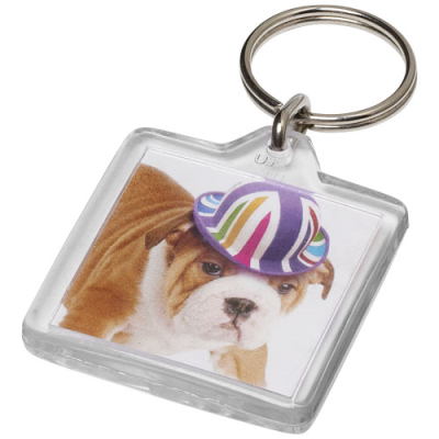 Picture of VIAL U1 SQUARE KEYRING CHAIN in Clear Transparent Clear Transparent