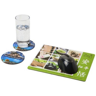 Picture of Q-MAT® MOUSEMAT AND COASTER SET COMBO 2 in Black Solid