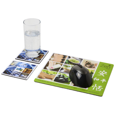 Picture of Q-MAT® MOUSEMAT AND COASTER SET COMBO 3 in Black Solid