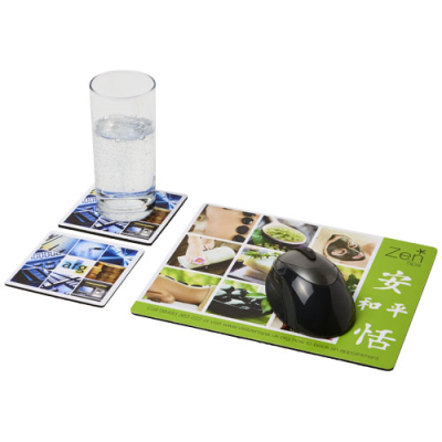 Picture of Q-MAT® MOUSEMAT AND COASTER SET COMBO 3 in Solid Black.