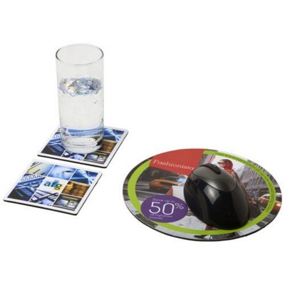 Picture of Q-MAT® MOUSEMAT AND COASTER SET COMBO 6 in Black Solid