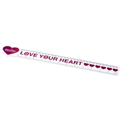 Picture of LOKI 30 CM HEART-SHAPED PLASTIC RULER in White Solid