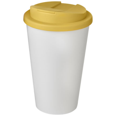 Picture of AMERICANO® 350 ML TUMBLER with Spill-Proof Lid in White & Yellow.