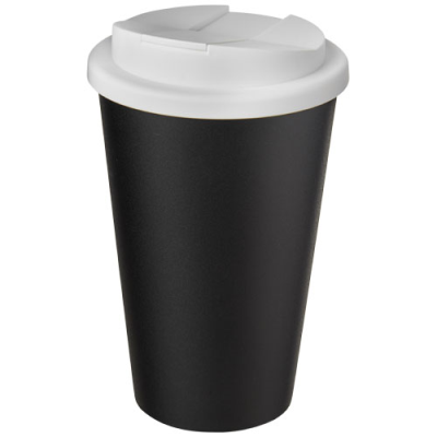 Picture of AMERICANO® 350 ML TUMBLER with Spill-Proof Lid in Solid Black & White.