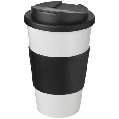 Picture of AMERICANO® 350 ML TUMBLER with Grip & Spill-Proof Lid in White & Solid Black.