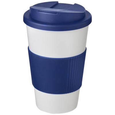 Picture of AMERICANO® 350 ML TUMBLER with Grip & Spill-Proof Lid in White & Blue.
