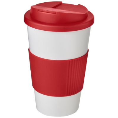 Picture of AMERICANO® 350 ML TUMBLER with Grip & Spill-Proof Lid in White & Red.