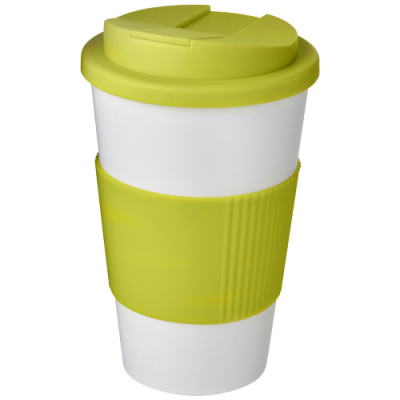 Picture of AMERICANO® 350 ML TUMBLER with Grip & Spill-Proof Lid in White & Lime