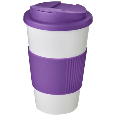 Picture of AMERICANO® 350 ML TUMBLER with Grip & Spill-Proof Lid in White & Purple.