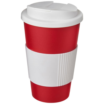 Picture of AMERICANO® 350 ML TUMBLER with Grip & Spill-Proof Lid in Red & White.