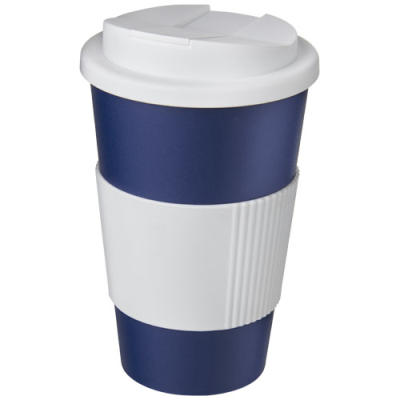 Picture of AMERICANO® 350 ML TUMBLER with Grip & Spill-Proof Lid in Blue & White.