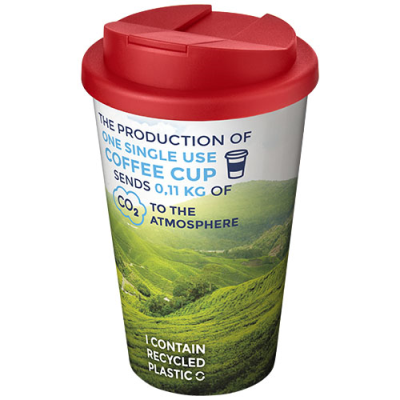 Picture of BRITE-AMERICANO® 350 ML TUMBLER with Spill-Proof Lid in White & Red.