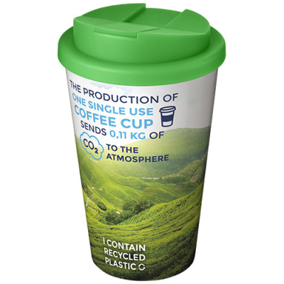 Picture of BRITE-AMERICANO® 350 ML TUMBLER with Spill-Proof Lid in White & Green.