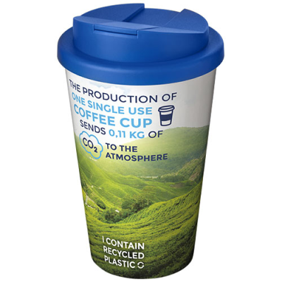 Picture of BRITE-AMERICANO® 350 ML TUMBLER with Spill-Proof Lid in White & Mid Blue.