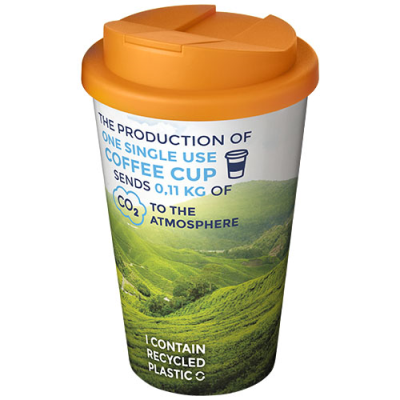 Picture of BRITE-AMERICANO® 350 ML TUMBLER with Spill-Proof Lid in White & Orange