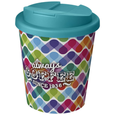 Picture of BRITE-AMERICANO® ESPRESSO 250 ML TUMBLER with Spill-Proof Lid in White & Aqua.