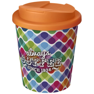 Picture of BRITE-AMERICANO® ESPRESSO 250 ML TUMBLER with Spill-Proof Lid in White & Orange.