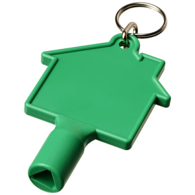 Picture of MAXIMILIAN HOUSE-SHAPED UTILITY KEY with Keyring Chain in Green.