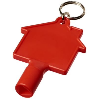 Picture of MAXIMILIAN HOUSE-SHAPED METERBOX KEY with Keyring Chain in Red