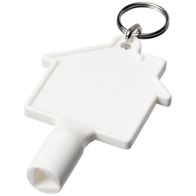 Picture of MAXIMILIAN HOUSE-SHAPED METERBOX KEY with Keyring Chain in White Solid
