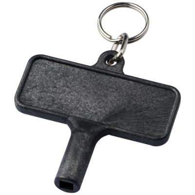 Picture of LARGO PLASTIC RADIATOR KEY with Keyring Chain in Solid Black.