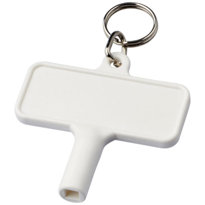 Picture of LARGO PLASTIC RADIATOR KEY with Keyring Chain in White Solid