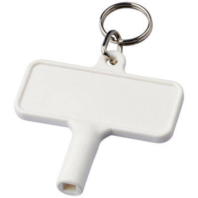 Picture of LARGO PLASTIC RADIATOR KEY with Keyring Chain in White.