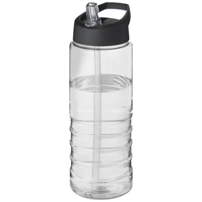 Picture of H2O ACTIVE® TREBLE 750 ML SPOUT LID SPORTS BOTTLE in Clear Transparent & Solid Black.