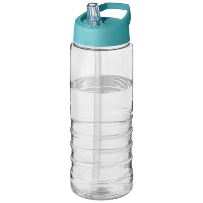 Picture of H2O ACTIVE® TREBLE 750 ML SPOUT LID SPORTS BOTTLE in Clear Transparent & Aqua Blue.