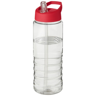 Picture of H2O ACTIVE® TREBLE 750 ML SPOUT LID SPORTS BOTTLE in Clear Transparent & Red