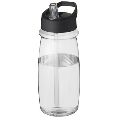 Picture of H2O ACTIVE® PULSE 600 ML SPOUT LID SPORTS BOTTLE in Clear Transparent & Solid Black.