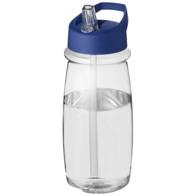 Picture of H2O ACTIVE® PULSE 600 ML SPOUT LID SPORTS BOTTLE in Clear Transparent & Blue.